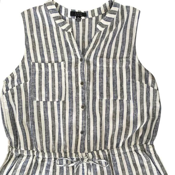 Kelly Renee Linen Blend Striped Sleeveless Romper Sz XL Nautical Coastal Beachy - Picture 4 of 8